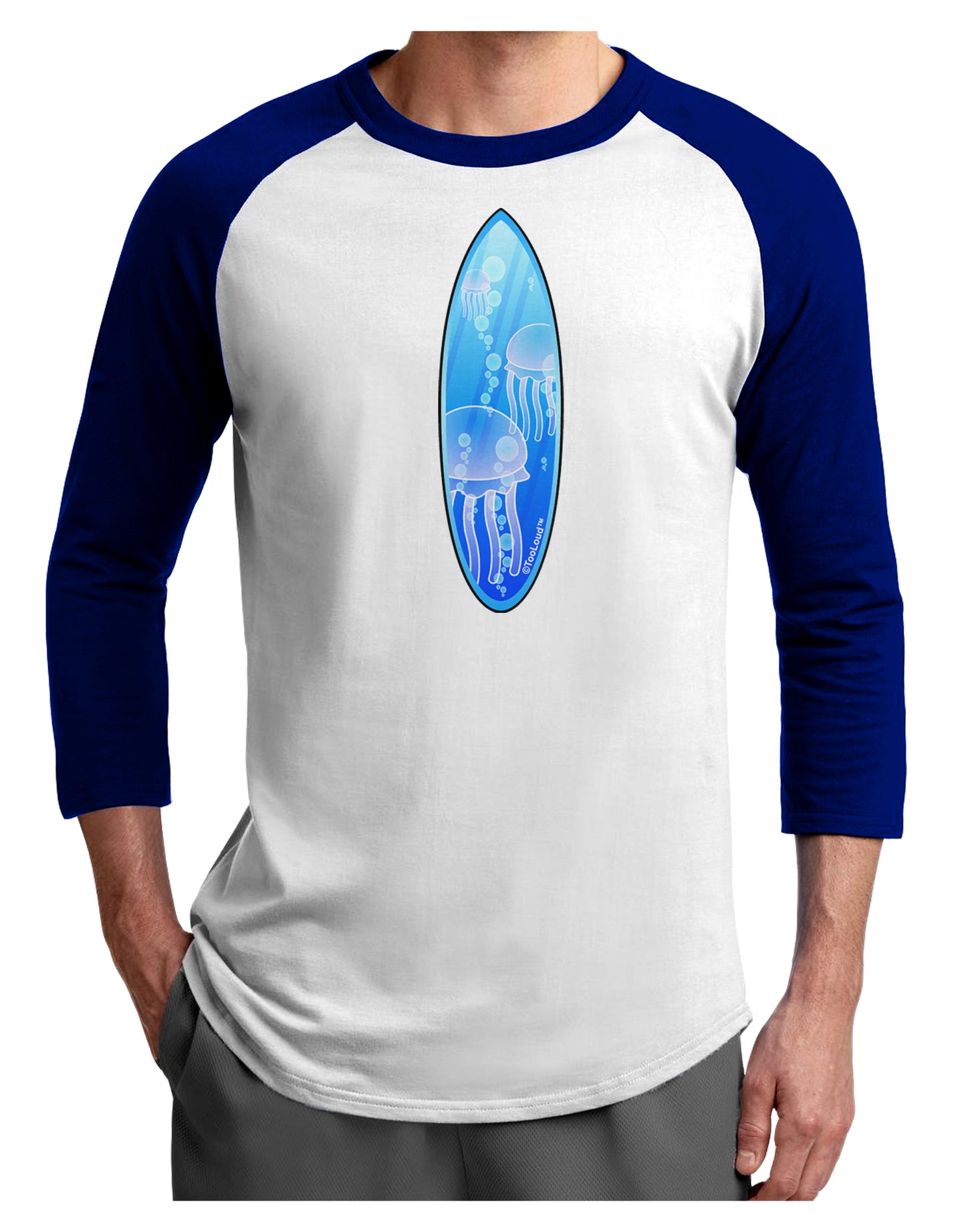 Jellyfish Surfboard Adult Raglan Shirt by TooLoud-TooLoud-White-Royal-X-Small-Davson Sales