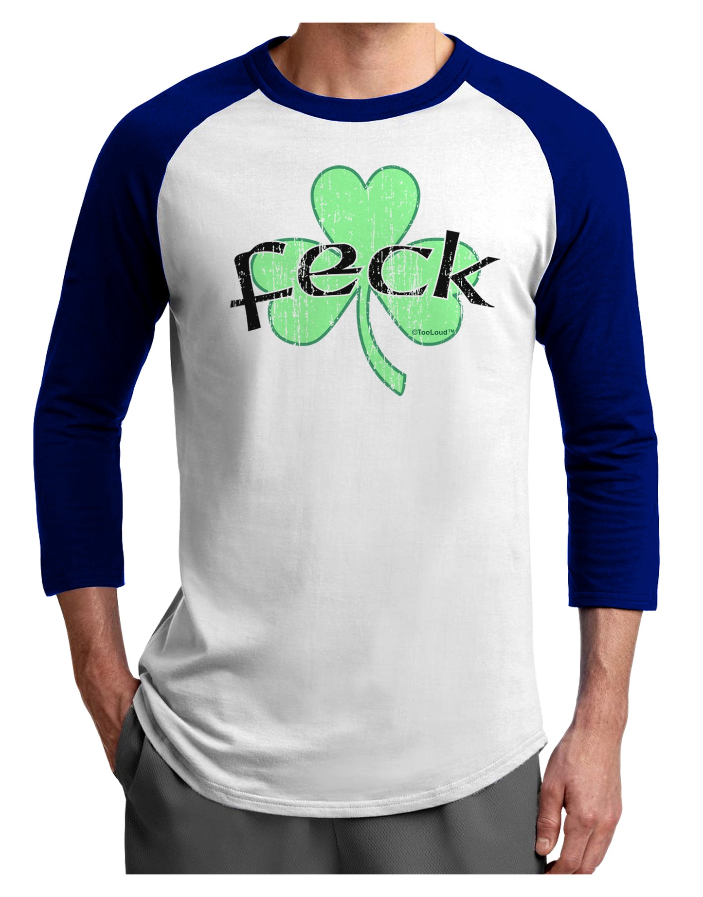 Feck - Clover Distressed Design Adult Raglan Shirt by TooLoud-TooLoud-White-Royal-X-Small-Davson Sales