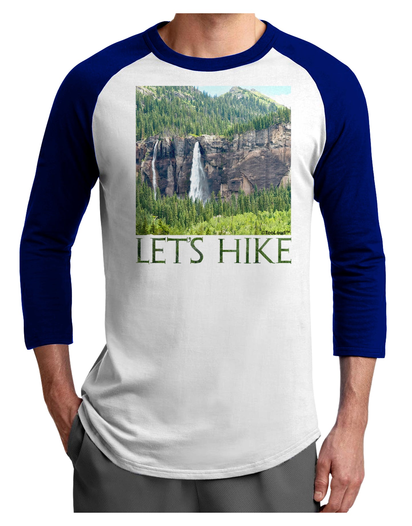 Beautiful Cliffs - Lets Hike Adult Raglan Shirt by-Raglan Shirt-TooLoud-White-Royal-X-Small-Davson Sales