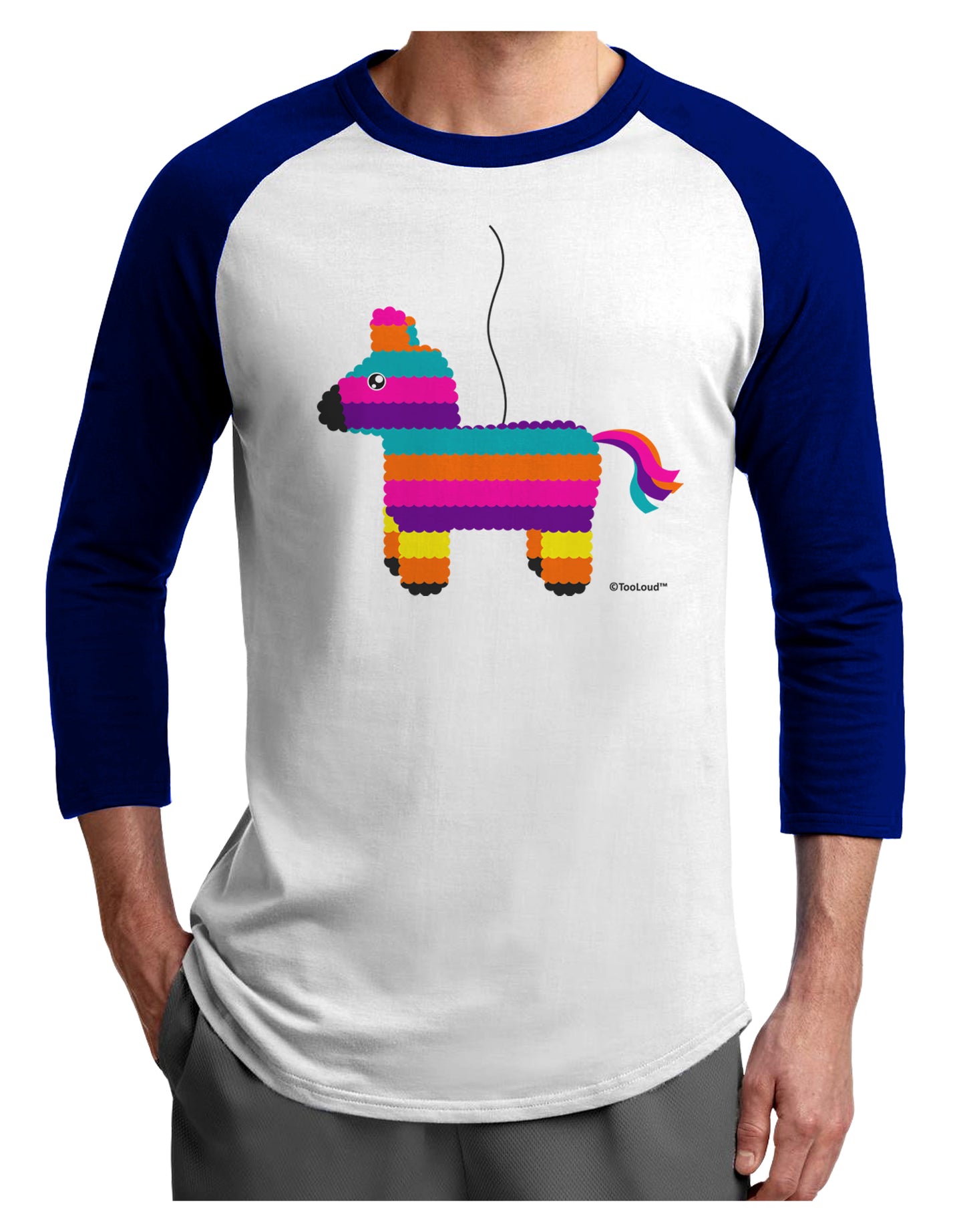 Colorful Hanging Pinata Design Adult Raglan Shirt by TooLoud-TooLoud-White-Royal-X-Small-Davson Sales