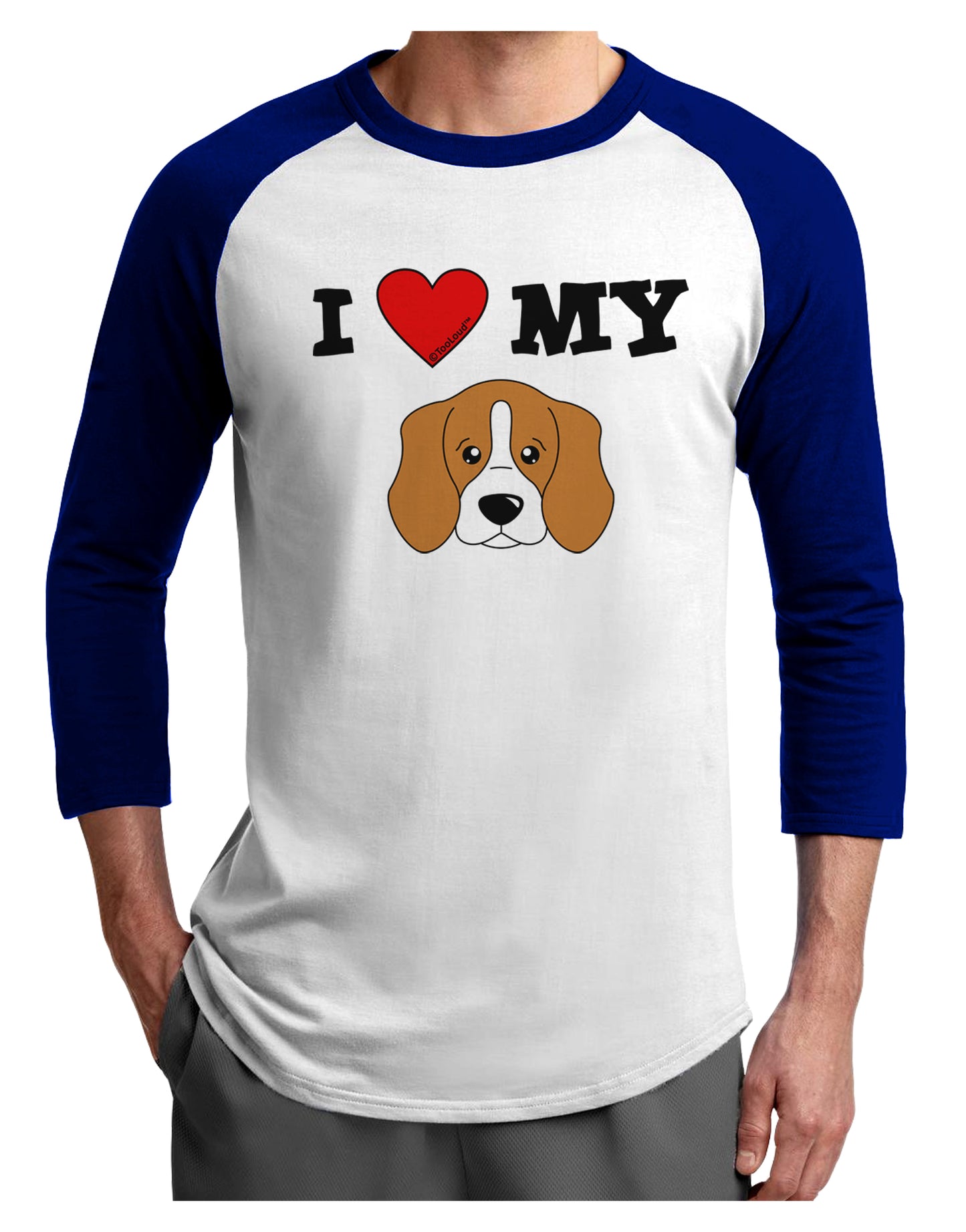 I Heart My - Cute Beagle Dog Adult Raglan Shirt by TooLoud-TooLoud-White-Royal-X-Small-Davson Sales
