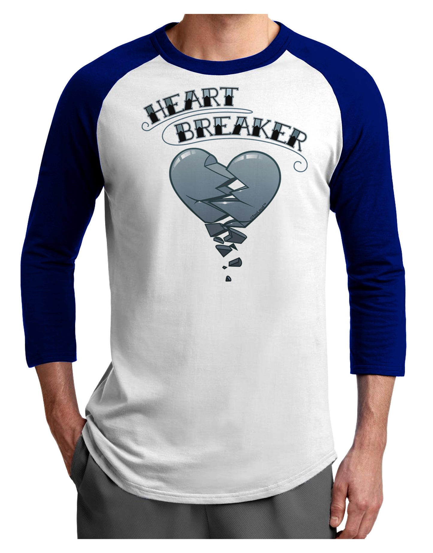 Heart Breaker Manly Adult Raglan Shirt by-Raglan Shirt-TooLoud-White-Royal-X-Small-Davson Sales