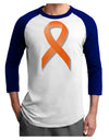 Leukemia Awareness Ribbon - Orange Adult Raglan Shirt-TooLoud-White-Royal-X-Small-Davson Sales