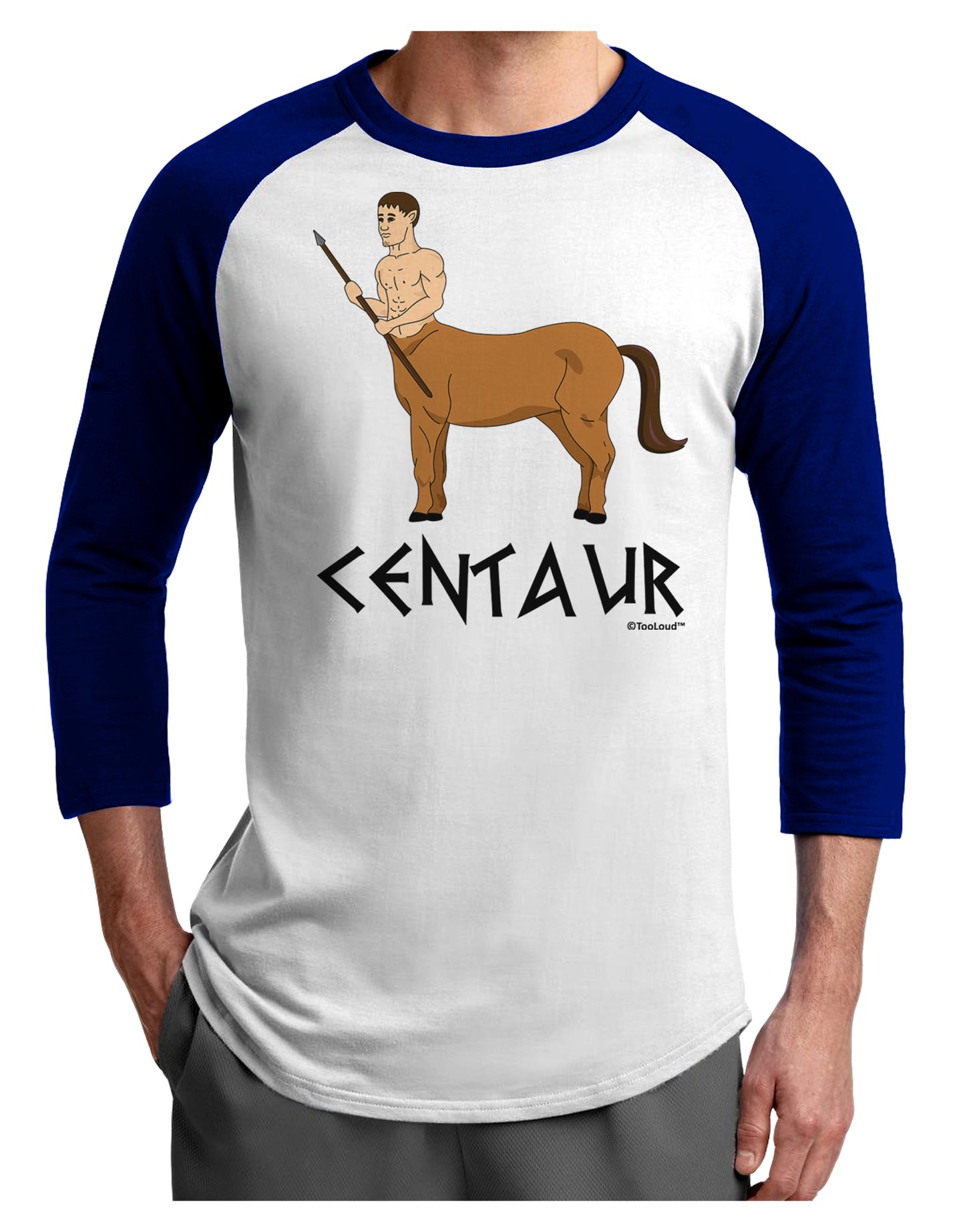 Greek Mythology Centaur Design - Color - Text Adult Raglan Shirt by TooLoud-TooLoud-White-Royal-X-Small-Davson Sales