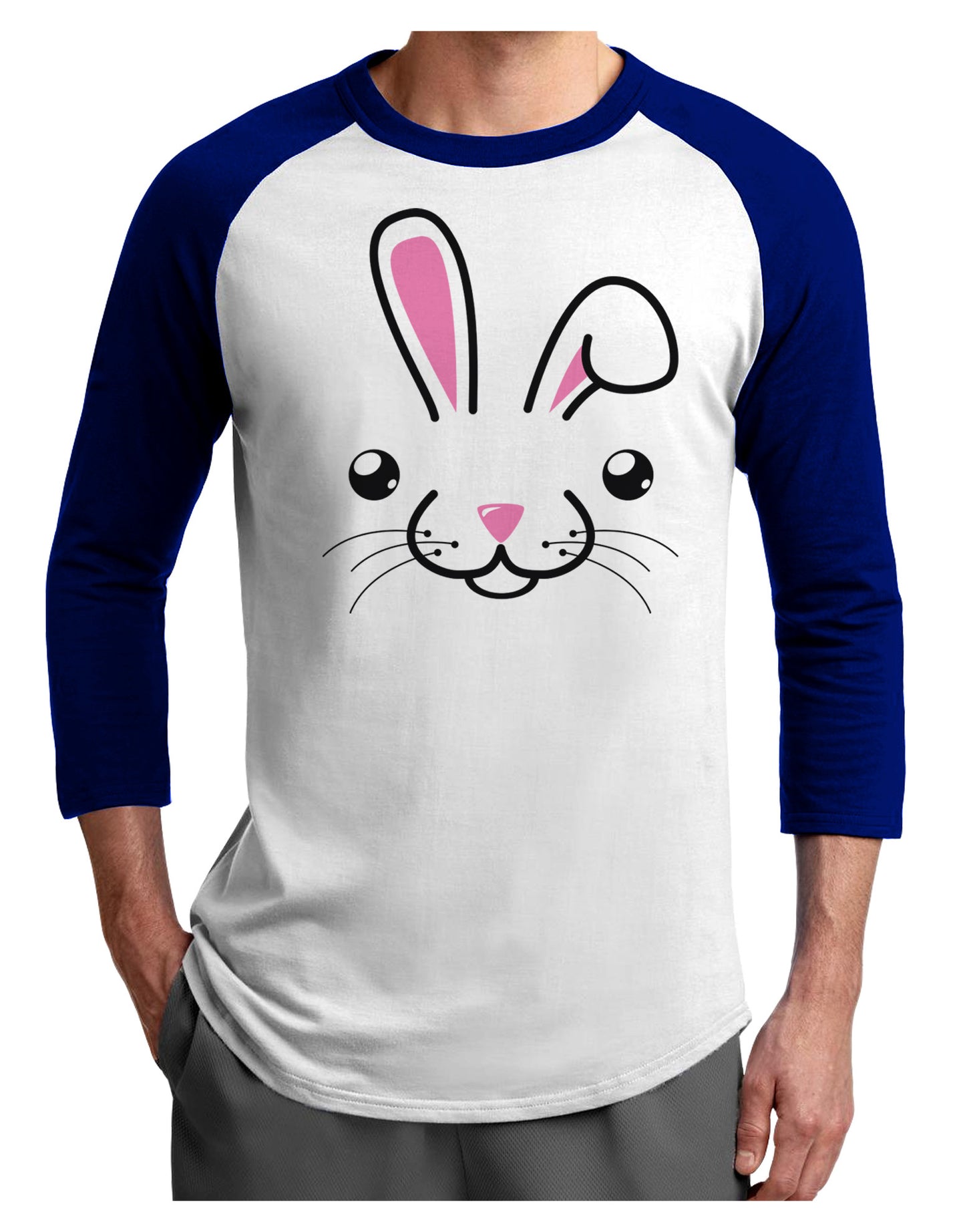 Cute Bunny Face Adult Raglan Shirt-Raglan Shirt-TooLoud-White-Royal-X-Small-Davson Sales