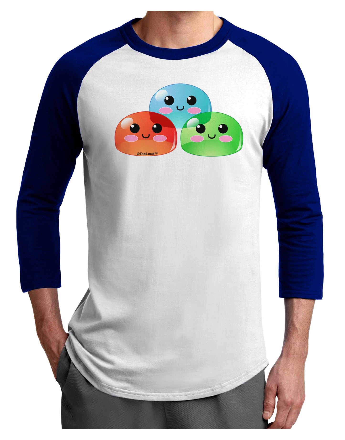 Cute RPG Slime - Trio Adult Raglan Shirt by TooLoud-TooLoud-White-Royal-X-Small-Davson Sales
