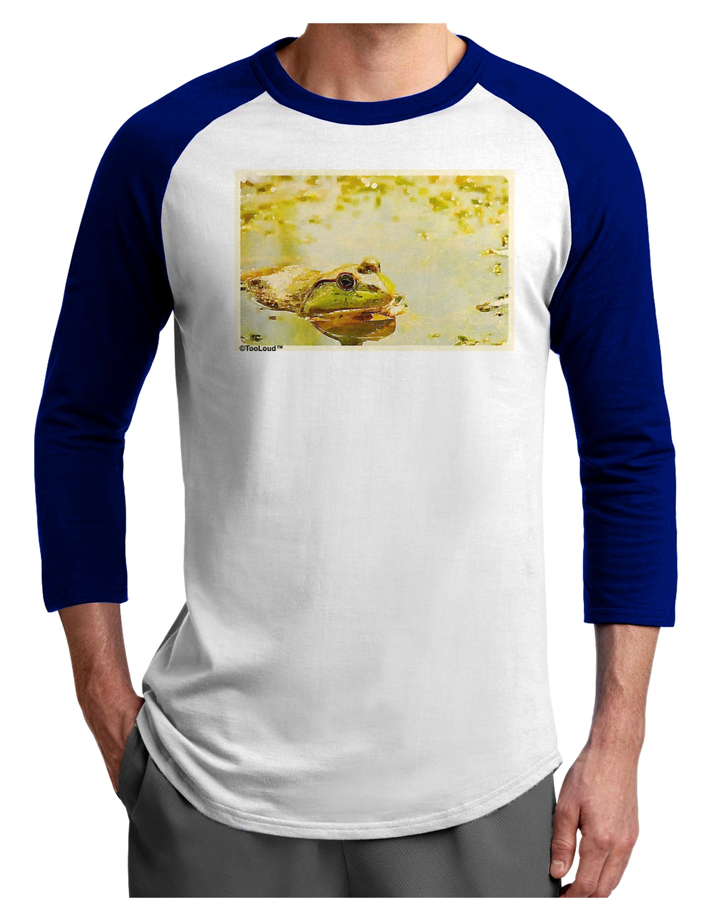 Bullfrog In Watercolor Adult Raglan Shirt by TooLoud-TooLoud-White-Royal-X-Small-Davson Sales