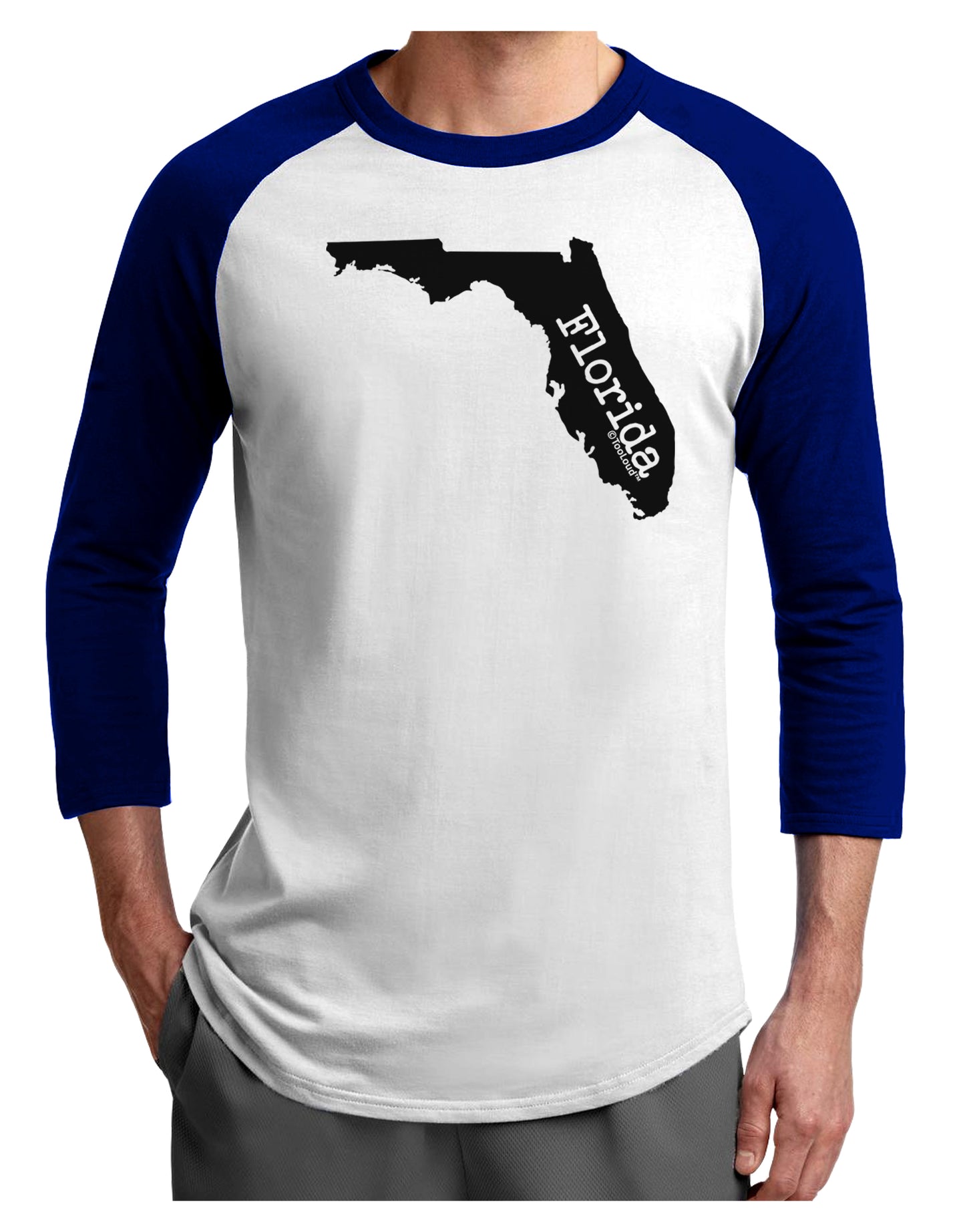Florida - United States Shape Adult Raglan Shirt by TooLoud-TooLoud-White-Royal-X-Small-Davson Sales