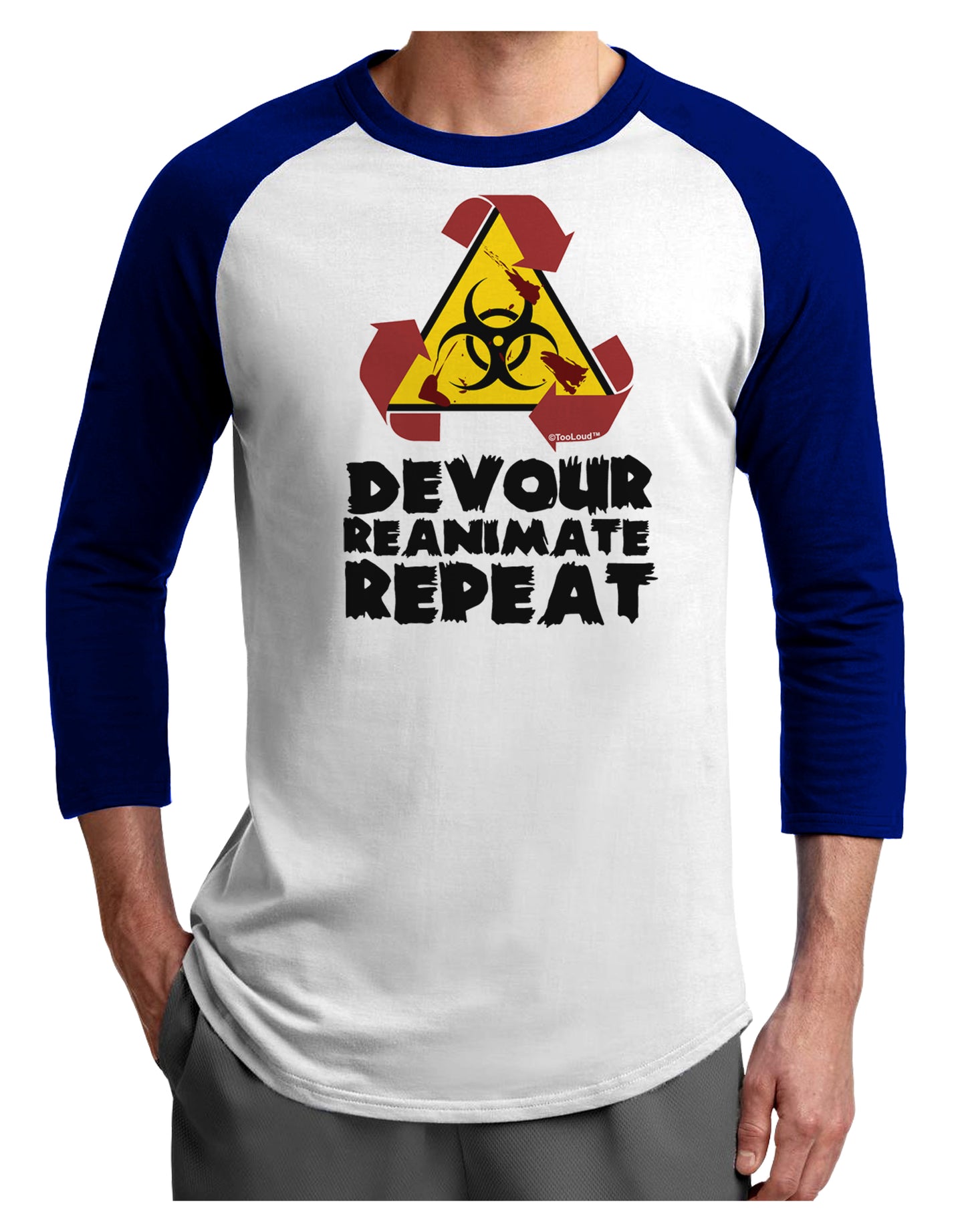 Devour Reanimate Repeat Adult Raglan Shirt by TooLoud-TooLoud-White-Royal-X-Small-Davson Sales