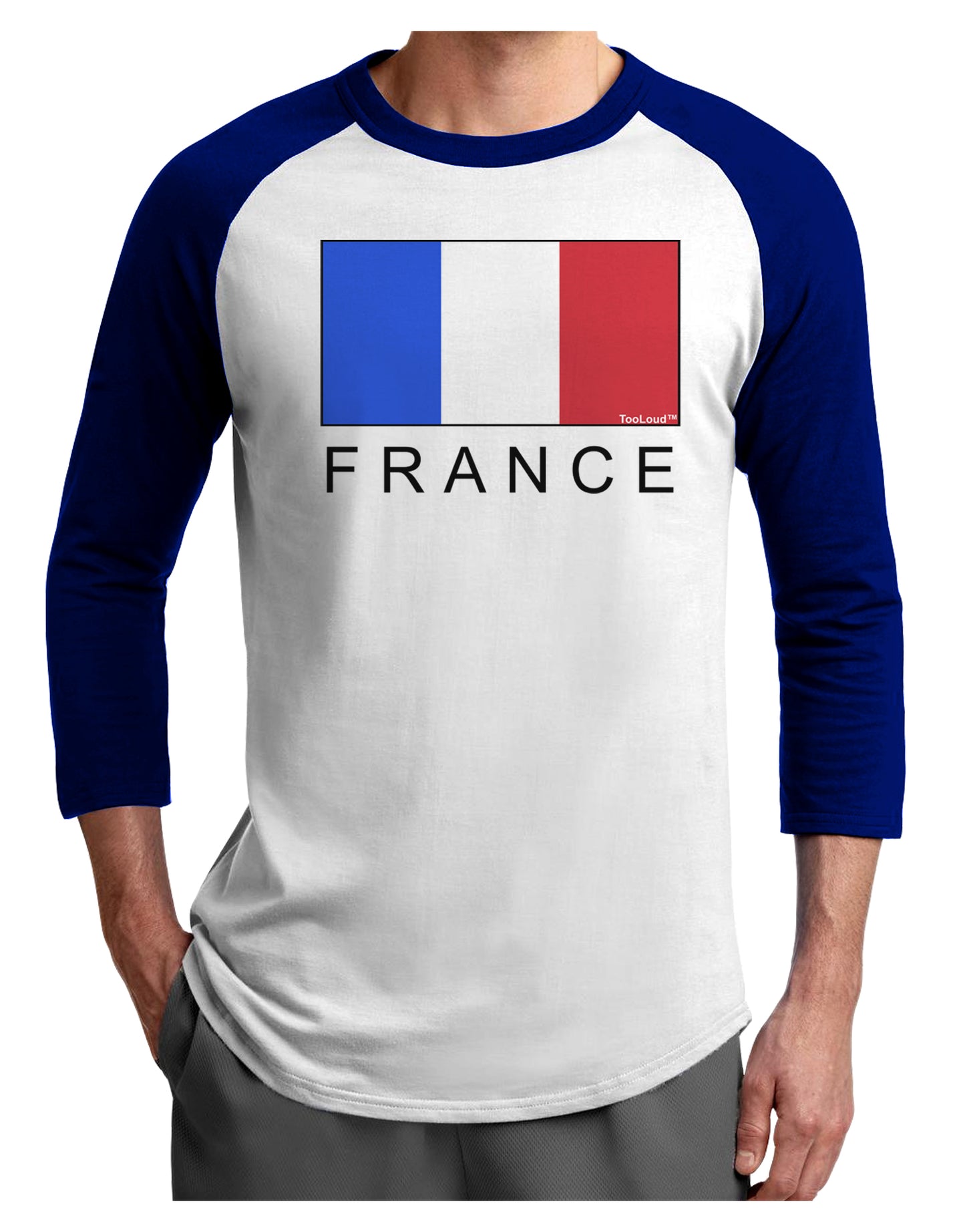 French Flag - France Text Adult Raglan Shirt by TooLoud-TooLoud-White-Royal-X-Small-Davson Sales