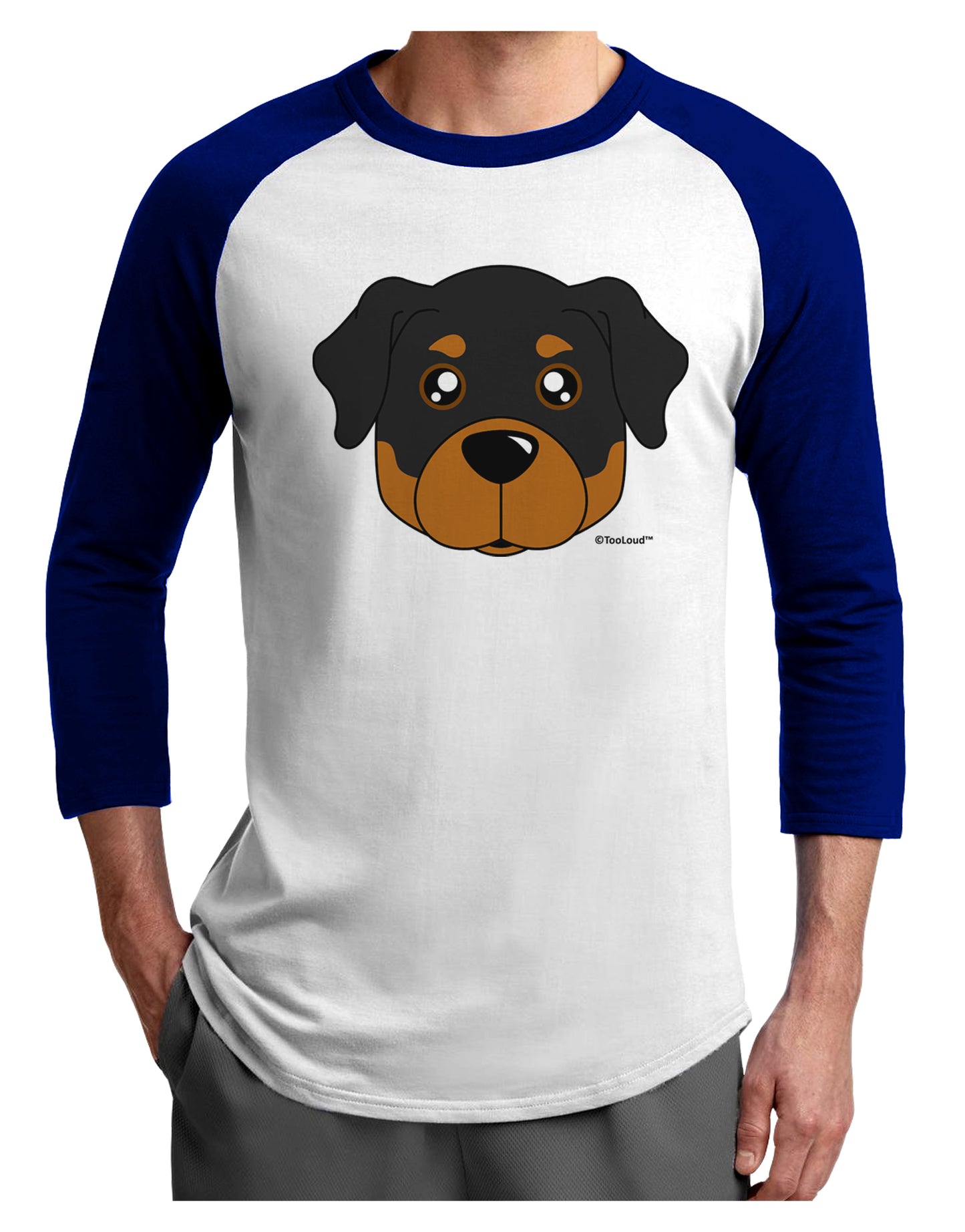 Cute Rottweiler Dog Adult Raglan Shirt by TooLoud-TooLoud-White-Royal-X-Small-Davson Sales