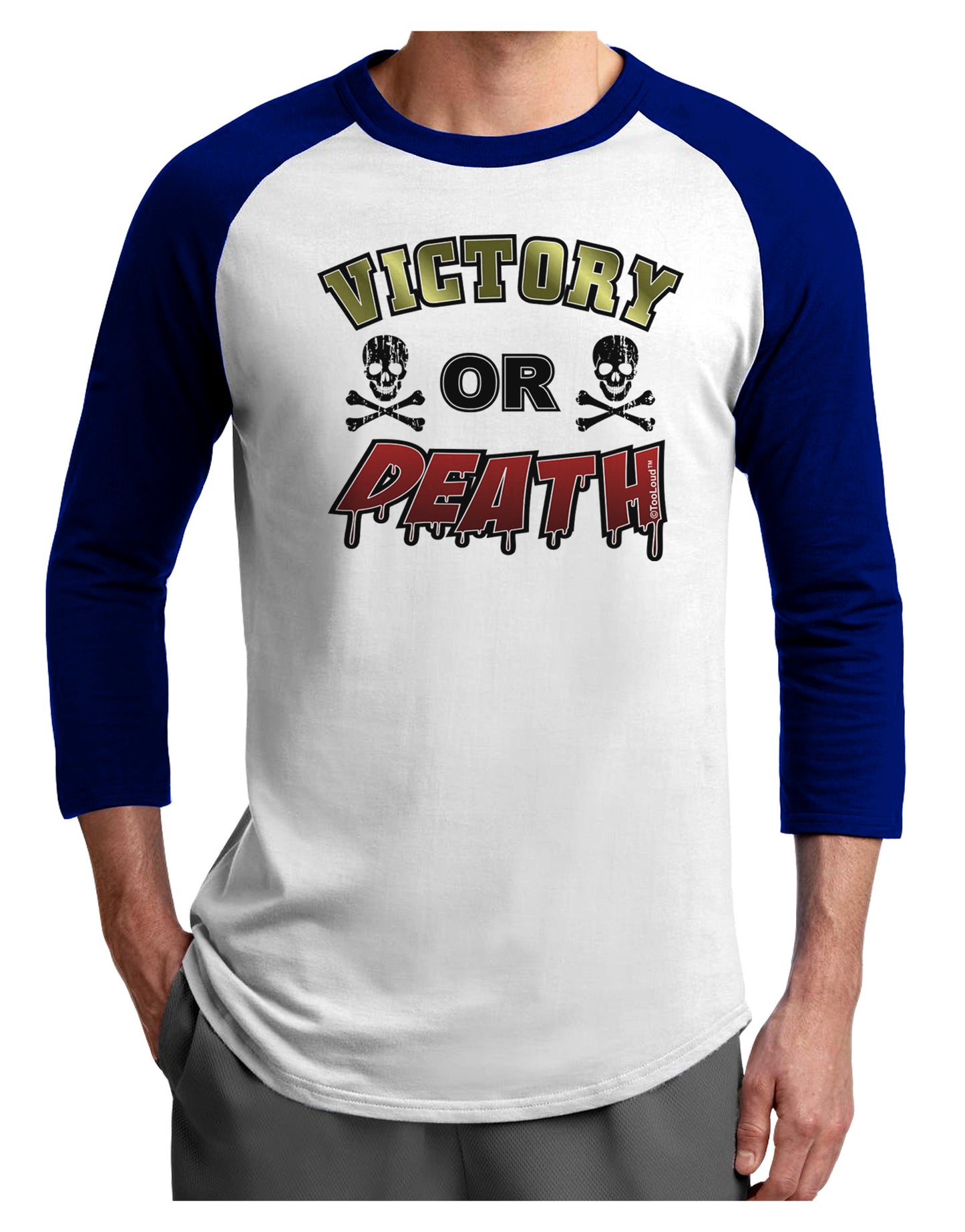 Victory Or Death Adult Raglan Shirt-Raglan Shirt-TooLoud-White-Royal-X-Small-Davson Sales