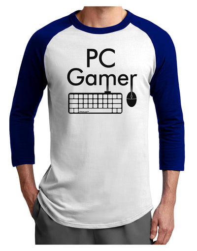 PC Gamer BnW Adult Raglan Shirt-TooLoud-White-Royal-X-Small-Davson Sales