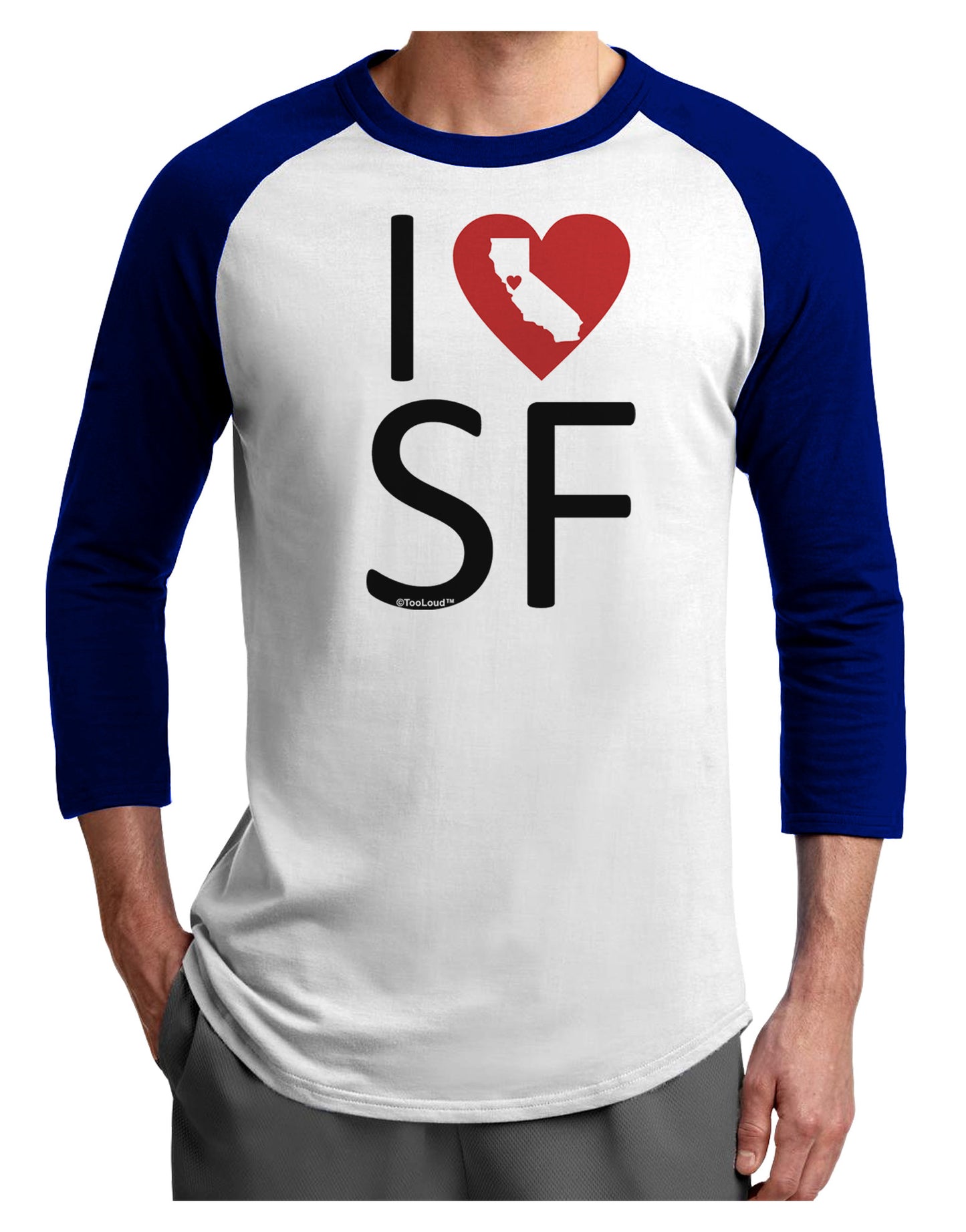 I Heart San Francisco Adult Raglan Shirt-Raglan Shirt-TooLoud-White-Royal-X-Small-Davson Sales
