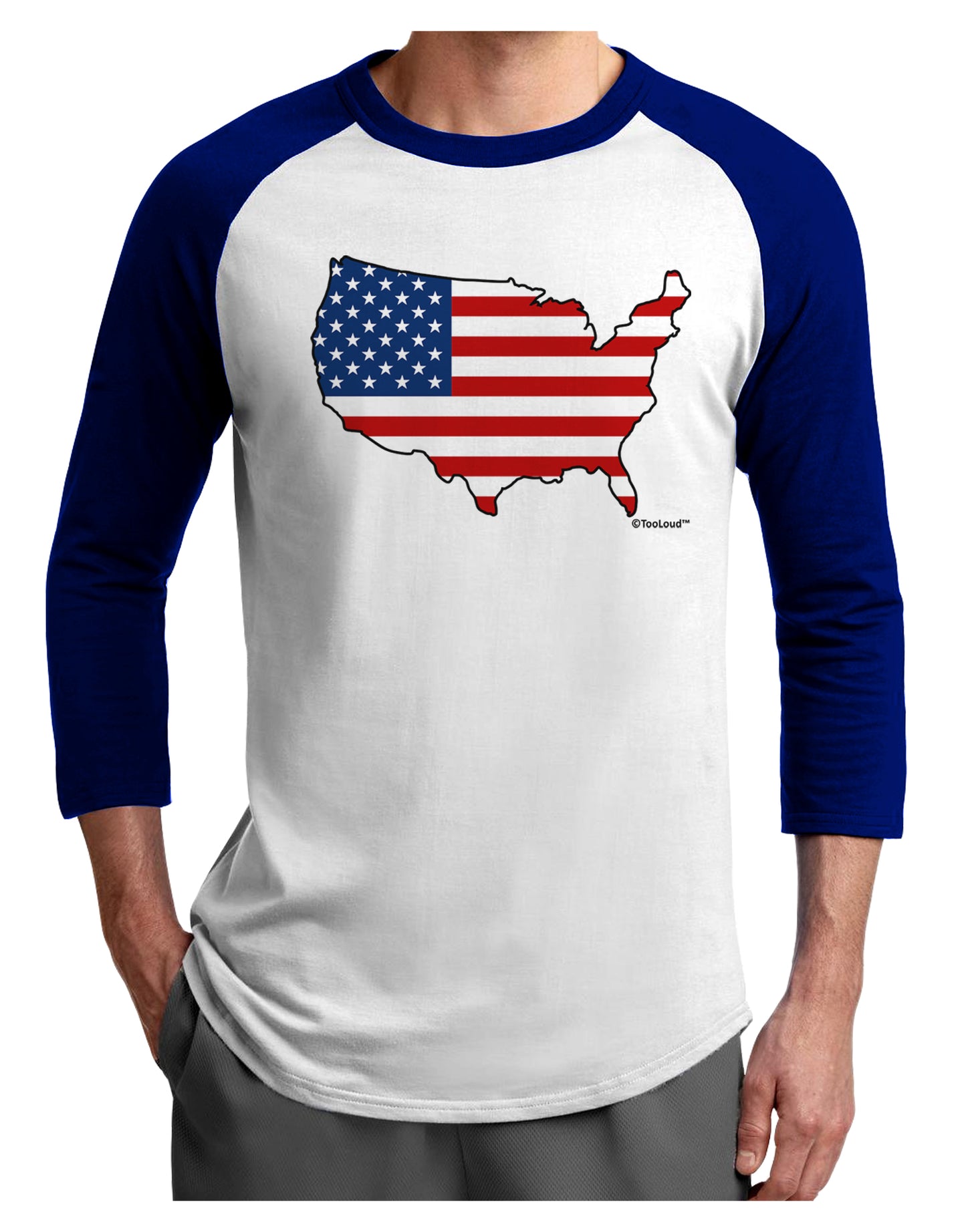 United States Cutout - American Flag Design Adult Raglan Shirt by TooLoud-TooLoud-White-Royal-X-Small-Davson Sales