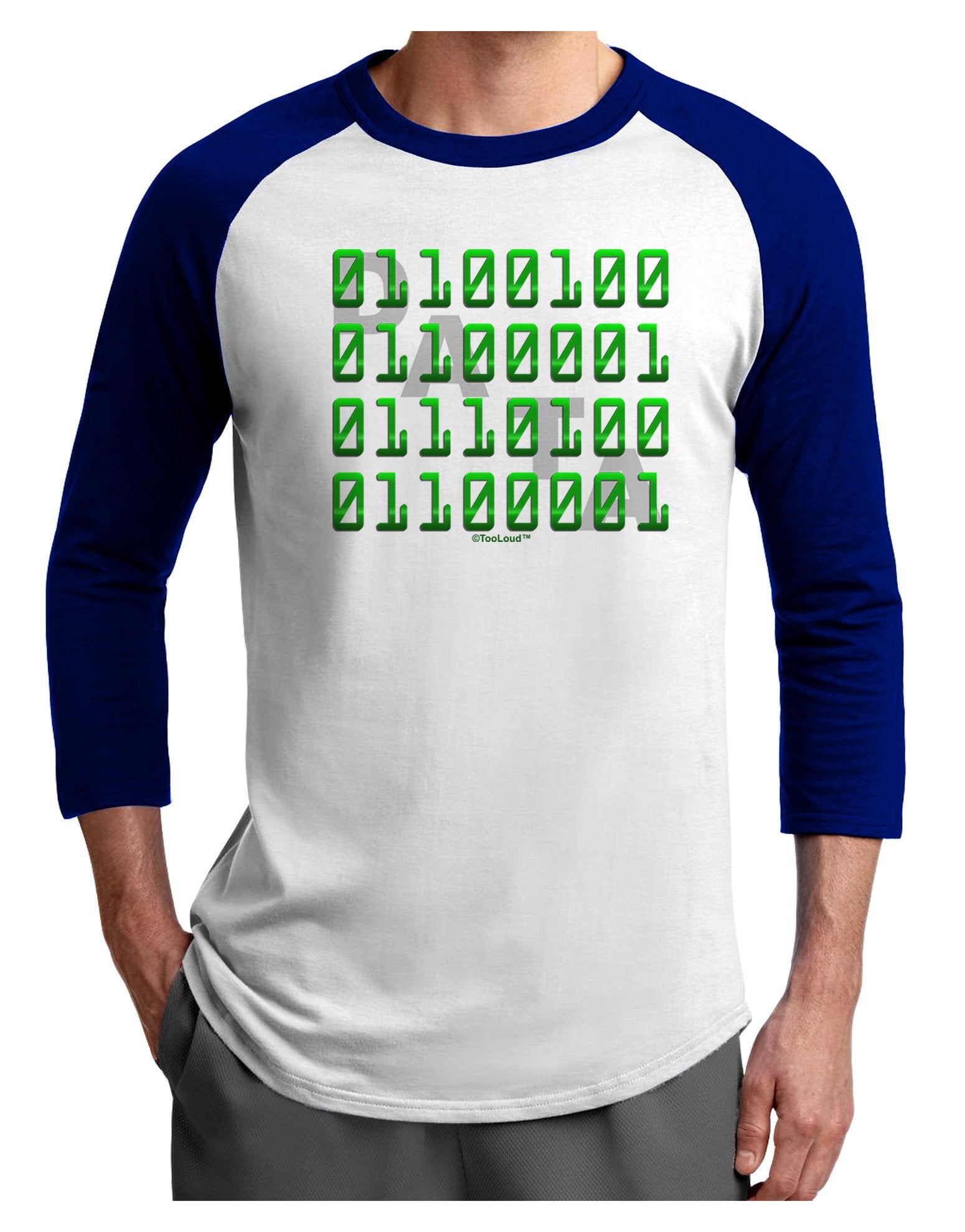 Binary Data Green Adult Raglan Shirt-Raglan Shirt-TooLoud-White-Royal-XXX-Large-Davson Sales