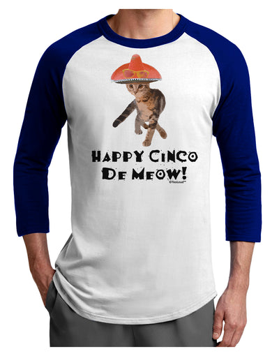 Cat with Pink Sombrero - Happy Cinco de Meow Adult Raglan Shirt by TooLoud-TooLoud-White-Royal-X-Small-Davson Sales