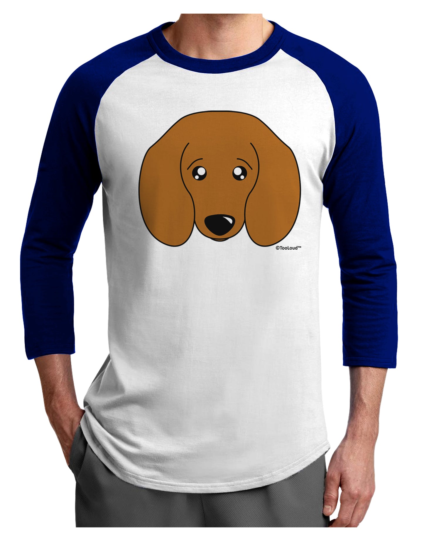 Cute Doxie Dachshund Dog Adult Raglan Shirt by TooLoud-TooLoud-White-Royal-X-Small-Davson Sales