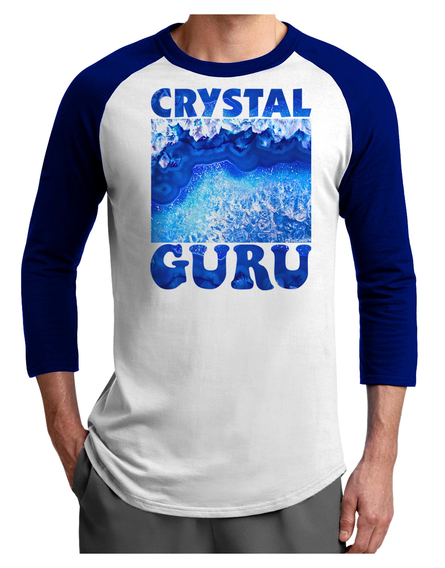 Crystal Guru Adult Raglan Shirt-Raglan Shirt-TooLoud-White-Royal-X-Small-Davson Sales