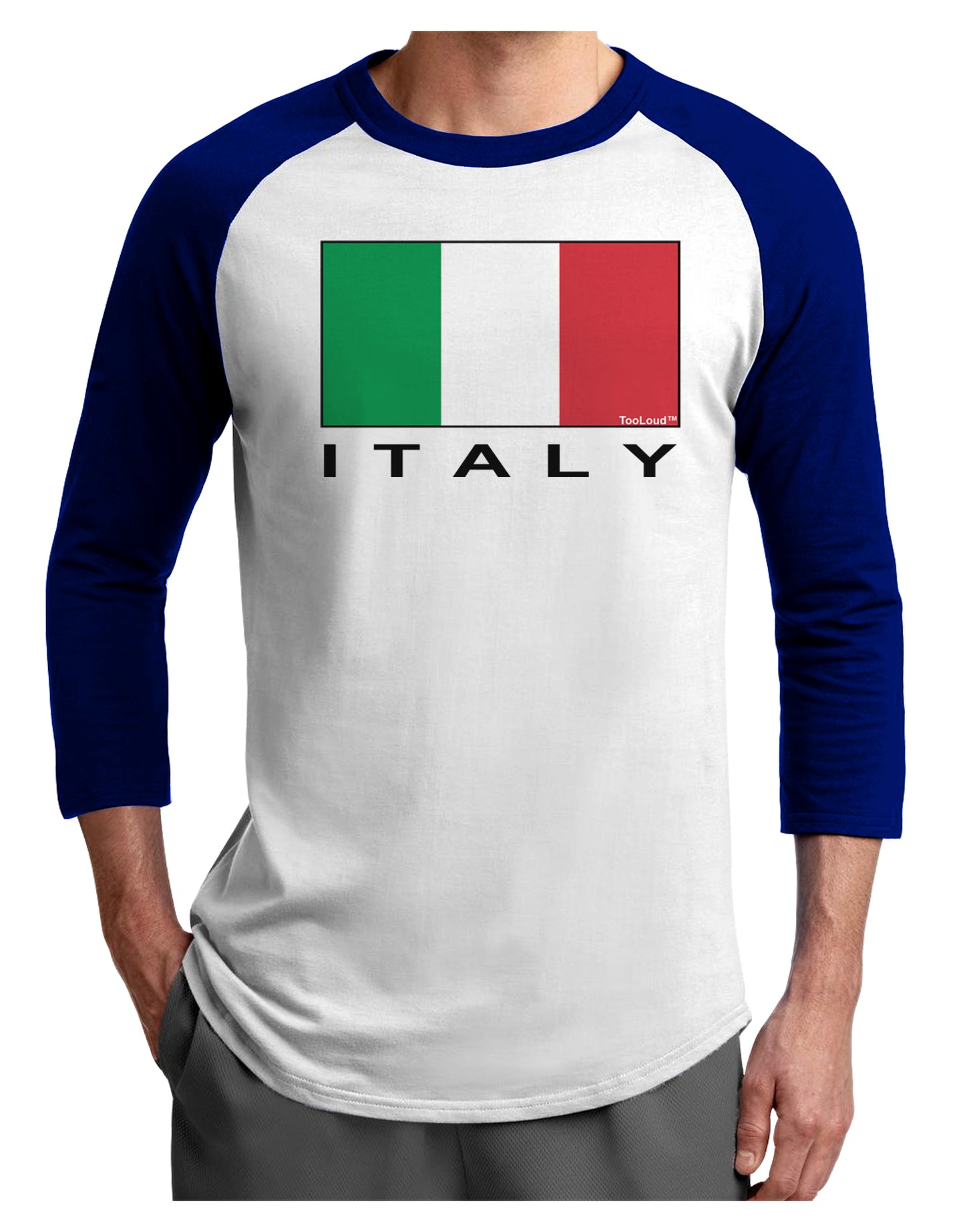 Italian Flag - Italy Text Adult Raglan Shirt by TooLoud-TooLoud-White-Royal-X-Small-Davson Sales
