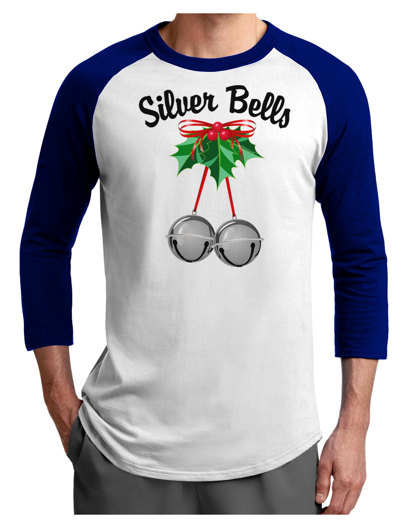 Silver Bells Adult Raglan Shirt by-Raglan Shirt-TooLoud-White-Royal-X-Small-Davson Sales