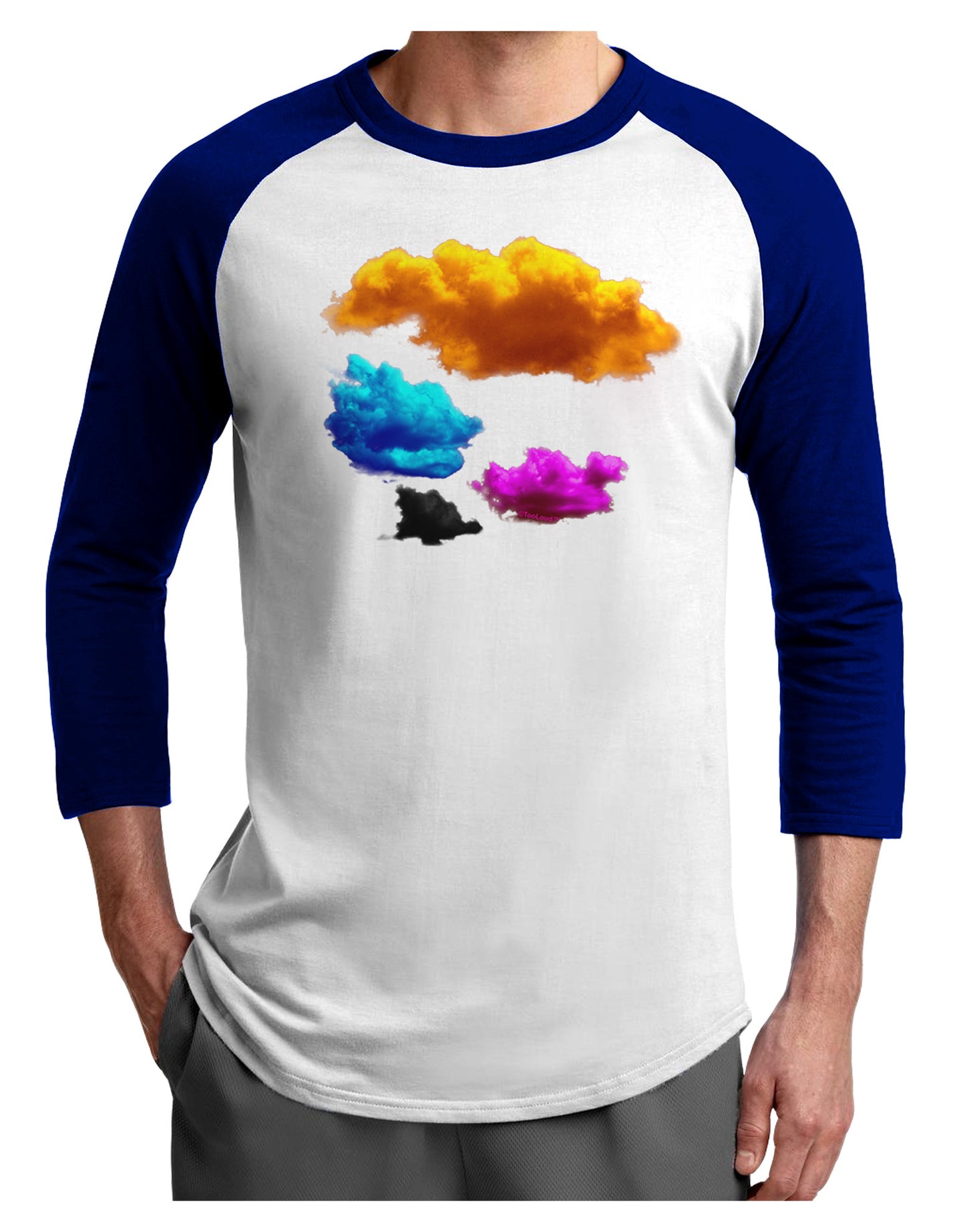 CMYK Clouds Adult Raglan Shirt-Raglan Shirt-TooLoud-White-Royal-X-Small-Davson Sales
