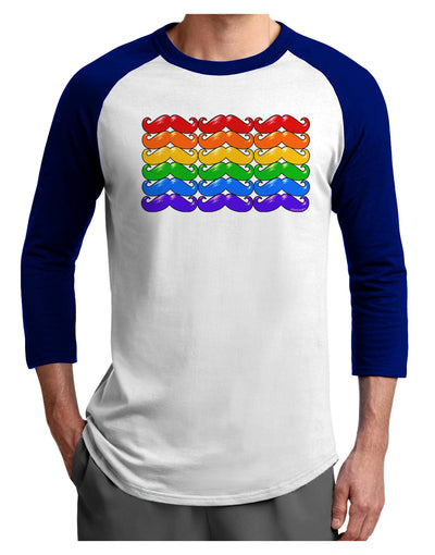 Rainbow Mustaches Gay Pride Flag Adult Raglan Shirt-Raglan Shirt-TooLoud-White-Royal-X-Small-Davson Sales