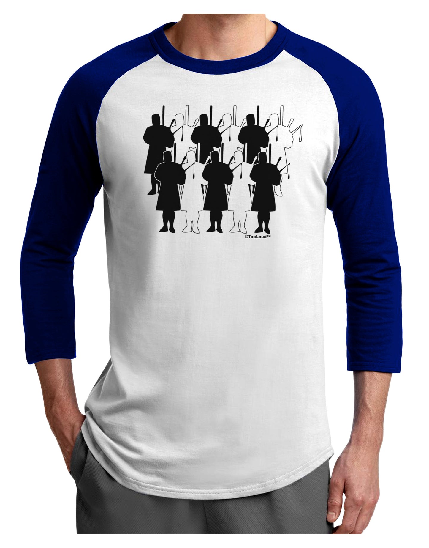 Eleven Pipers Piping Adult Raglan Shirt-TooLoud-White-Royal-X-Small-Davson Sales