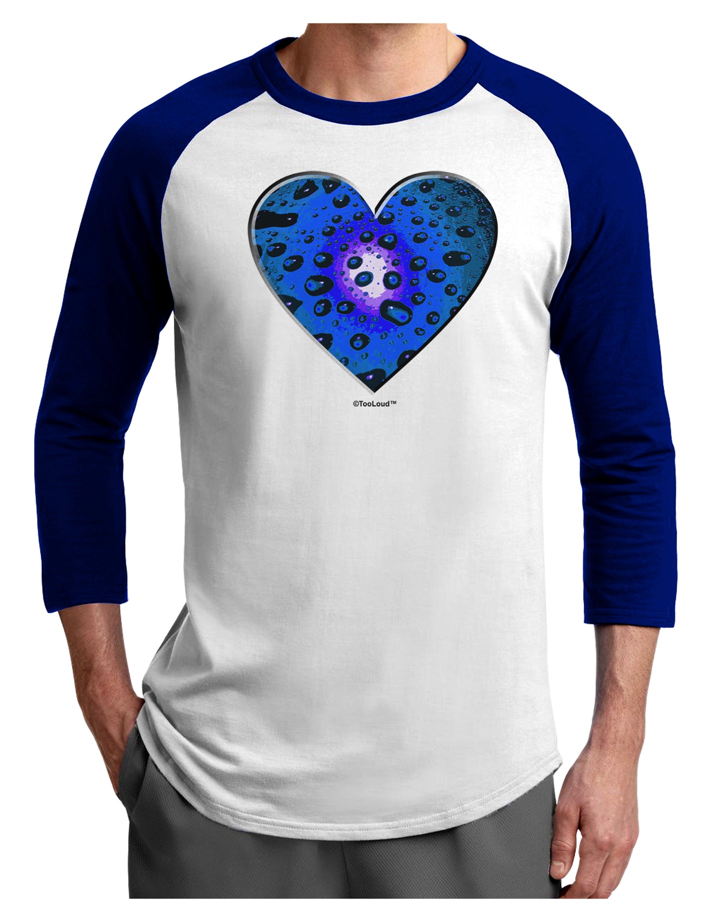 Water Droplet Heart Blue Adult Raglan Shirt by TooLoud-TooLoud-White-Royal-X-Small-Davson Sales