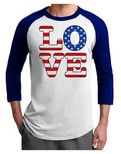 American Love Design Adult Raglan Shirt by TooLoud-TooLoud-White-Royal-X-Small-Davson Sales