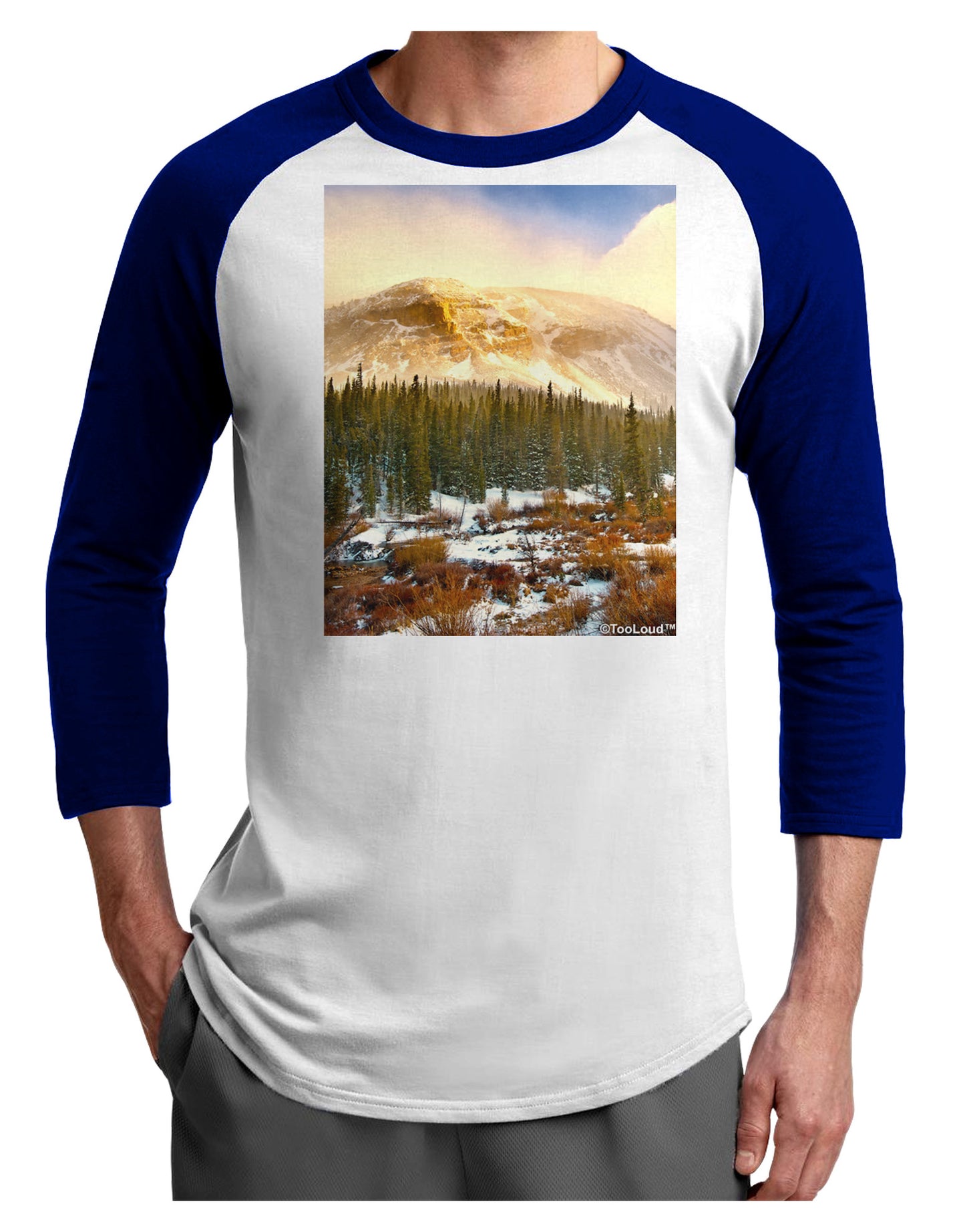Nature Photography - Mountain Glow Adult Raglan Shirt by-Raglan Shirt-TooLoud-White-Royal-X-Small-Davson Sales