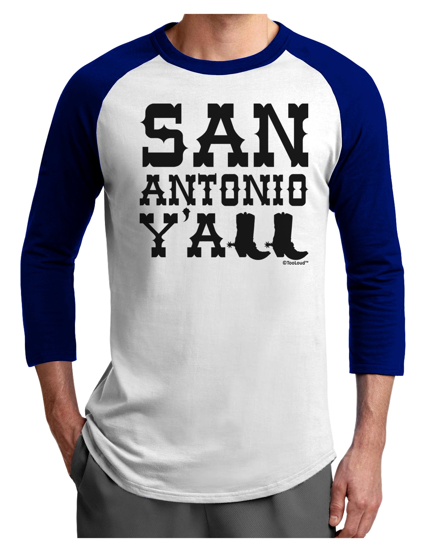 San Antonio Y'all - Boots - Texas Pride Adult Raglan Shirt by TooLoud-Mens T-Shirt-TooLoud-White-Royal-X-Small-Davson Sales