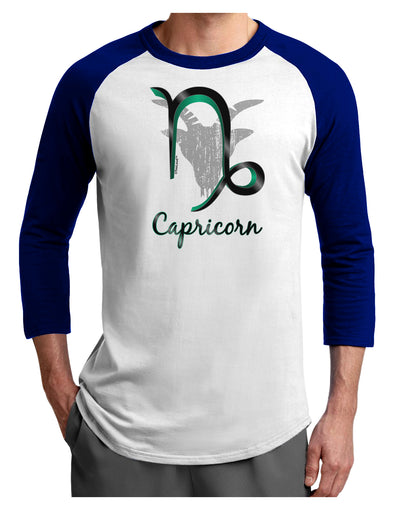 Capricorn Symbol Adult Raglan Shirt-TooLoud-White-Royal-X-Small-Davson Sales