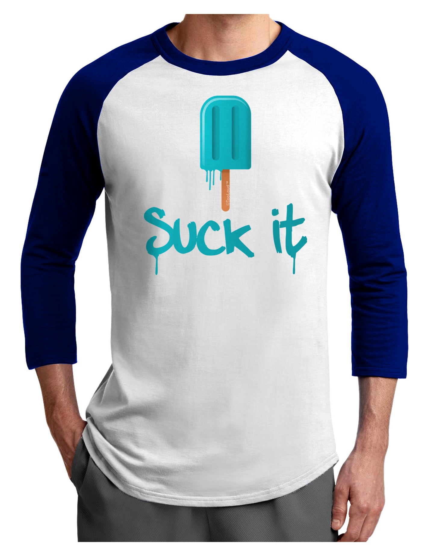Suck It Popsicle Adult Raglan Shirt-Raglan Shirt-TooLoud-White-Royal-X-Small-Davson Sales