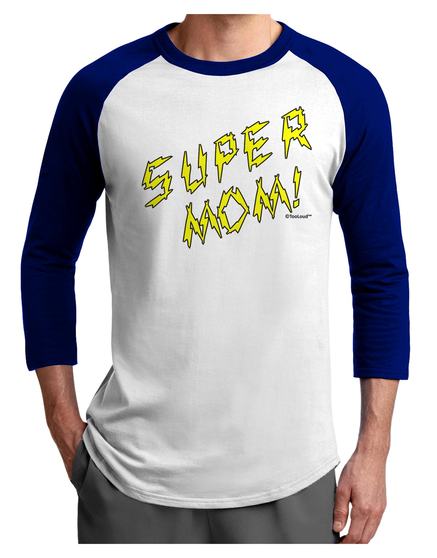 Super Mom - Lightening Bolt Design Adult Raglan Shirt by TooLoud-TooLoud-White-Royal-X-Small-Davson Sales