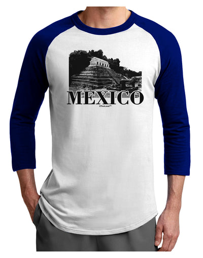 Mexico - Temple No 2 Adult Raglan Shirt-TooLoud-White-Royal-X-Small-Davson Sales