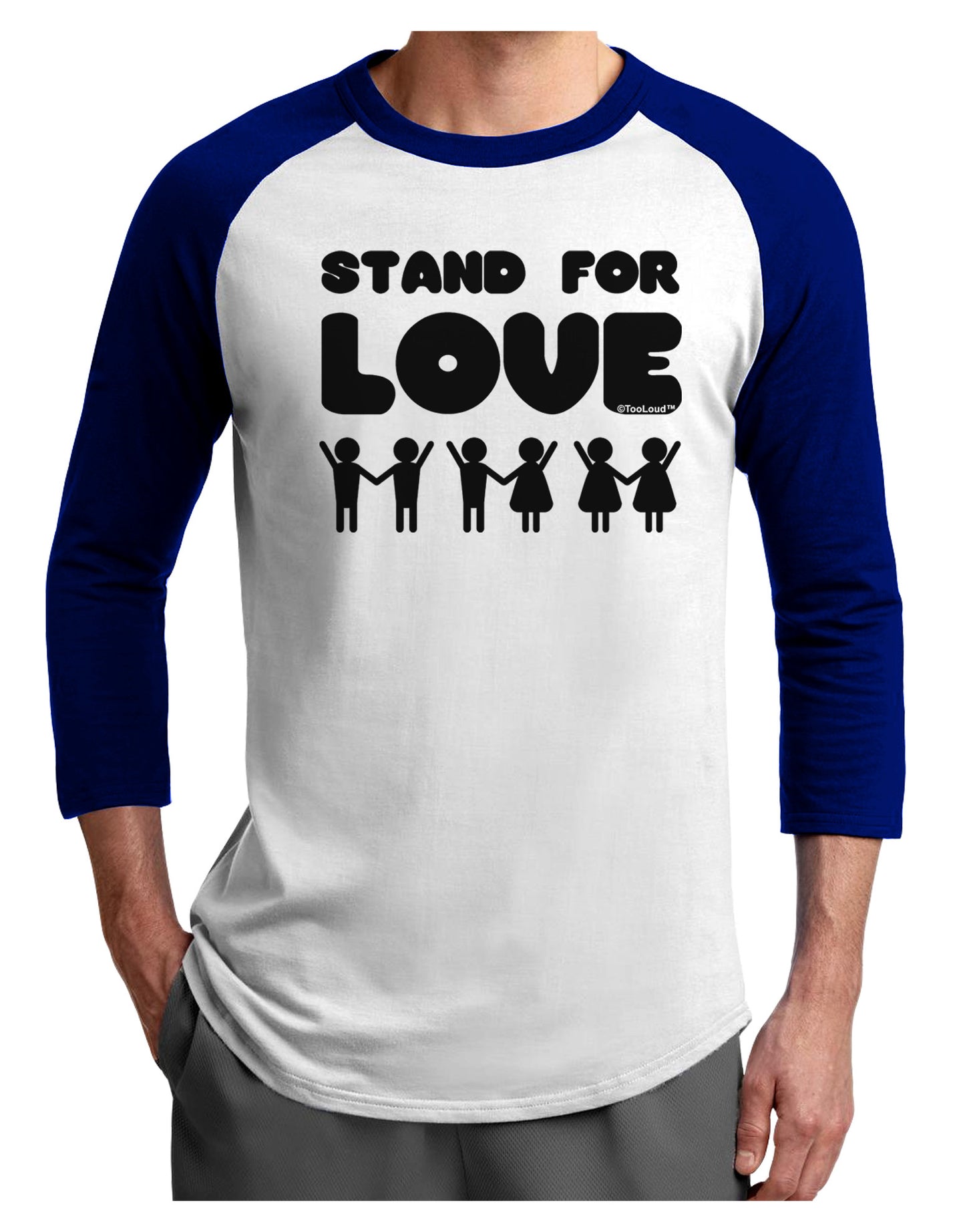 Stand For Love Adult Raglan Shirt-TooLoud-White-Royal-X-Small-Davson Sales