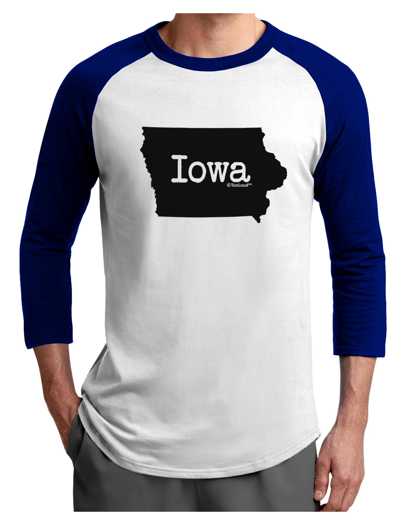 Iowa - United States Shape Adult Raglan Shirt by TooLoud-TooLoud-White-Royal-X-Small-Davson Sales