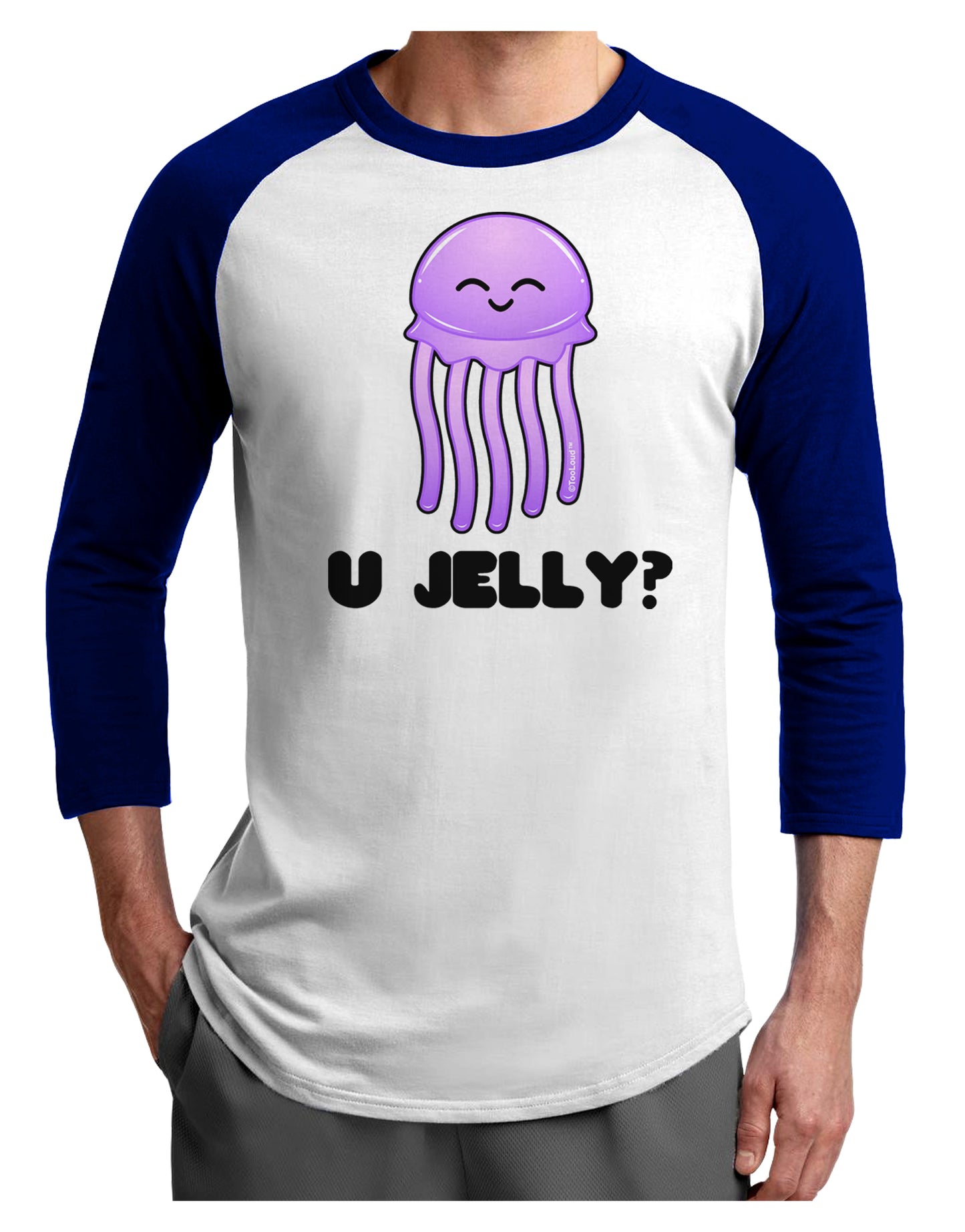 U Jelly Cute Jellyfish Adult Raglan Shirt by TooLoud-TooLoud-White-Royal-X-Small-Davson Sales