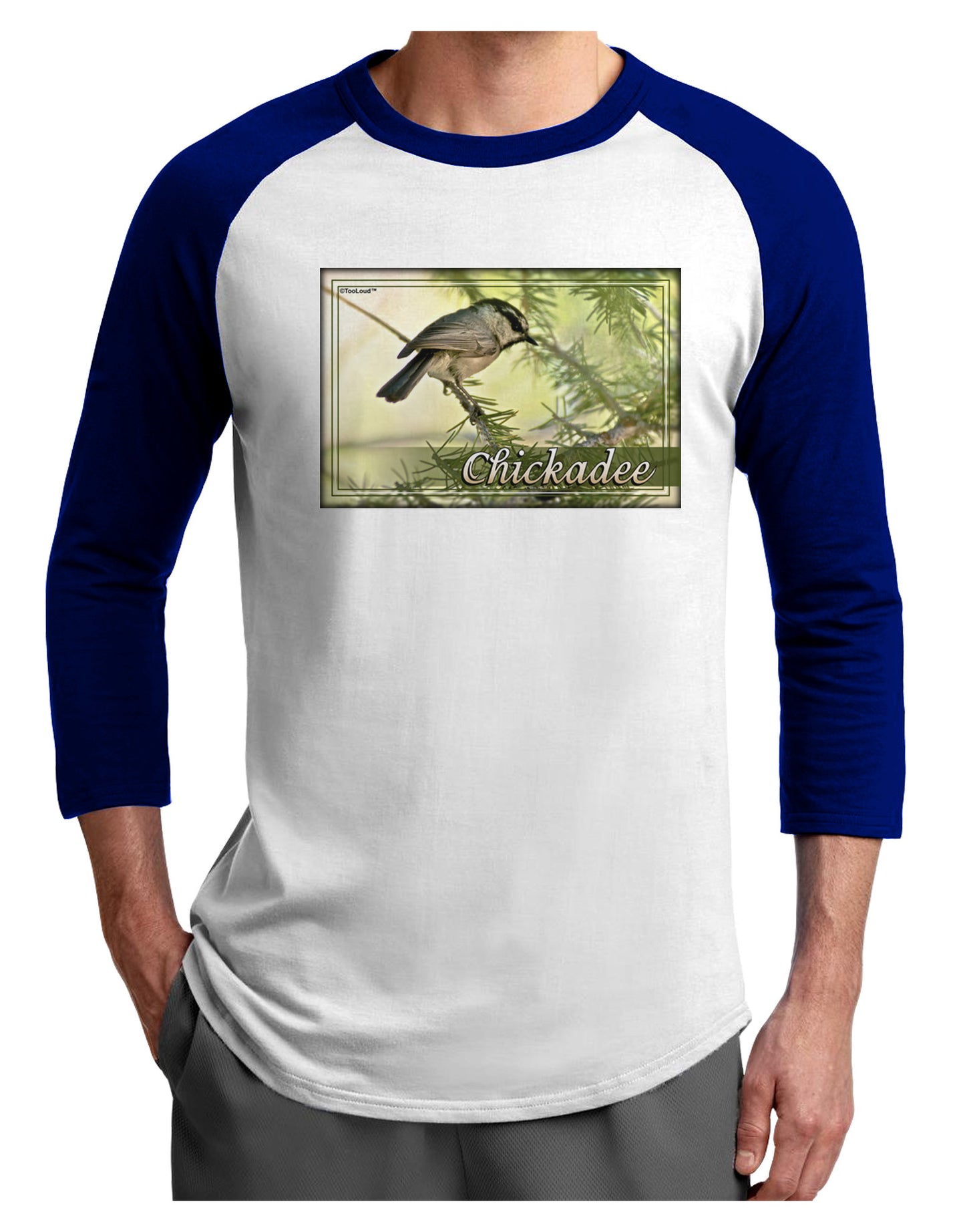 CO Chickadee with Text Adult Raglan Shirt-Raglan Shirt-TooLoud-White-Royal-X-Small-Davson Sales