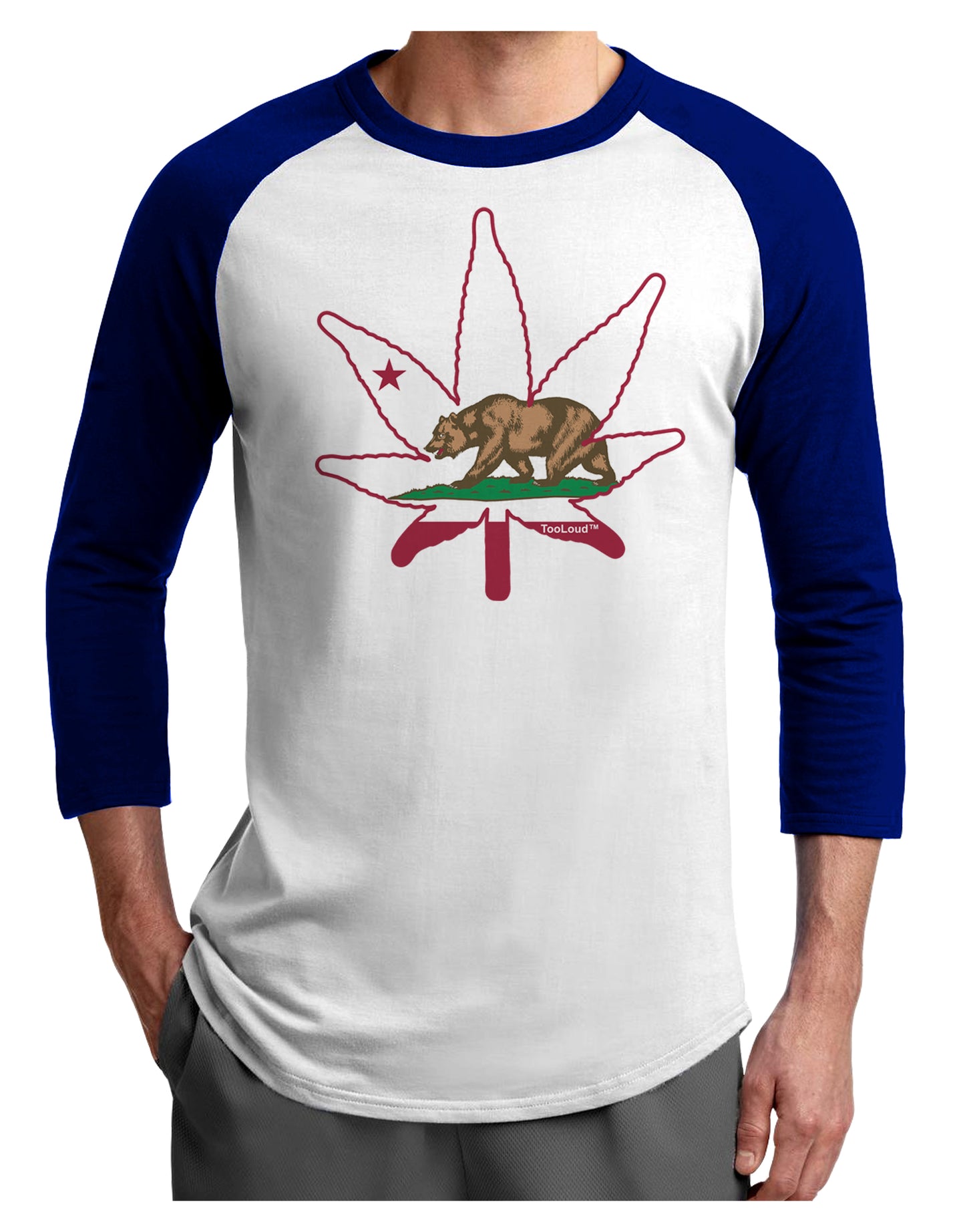 California Bear Leaf Design Adult Raglan Shirt by TooLoud-TooLoud-White-Royal-X-Small-Davson Sales