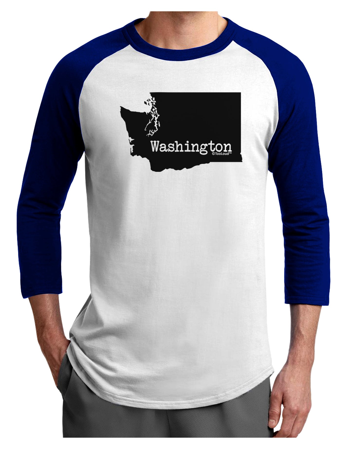 Washington - United States Shape Adult Raglan Shirt-Raglan Shirt-TooLoud-White-Royal-X-Small-Davson Sales