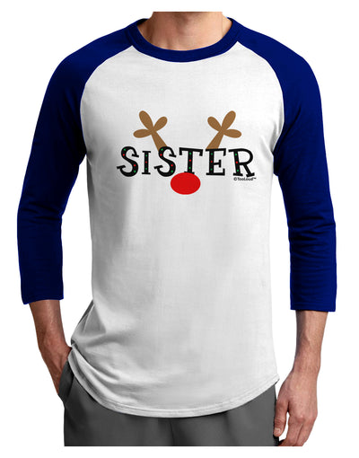 Matching Family Christmas Design - Reindeer - Sister Adult Raglan Shirt by TooLoud-TooLoud-White-Royal-X-Small-Davson Sales