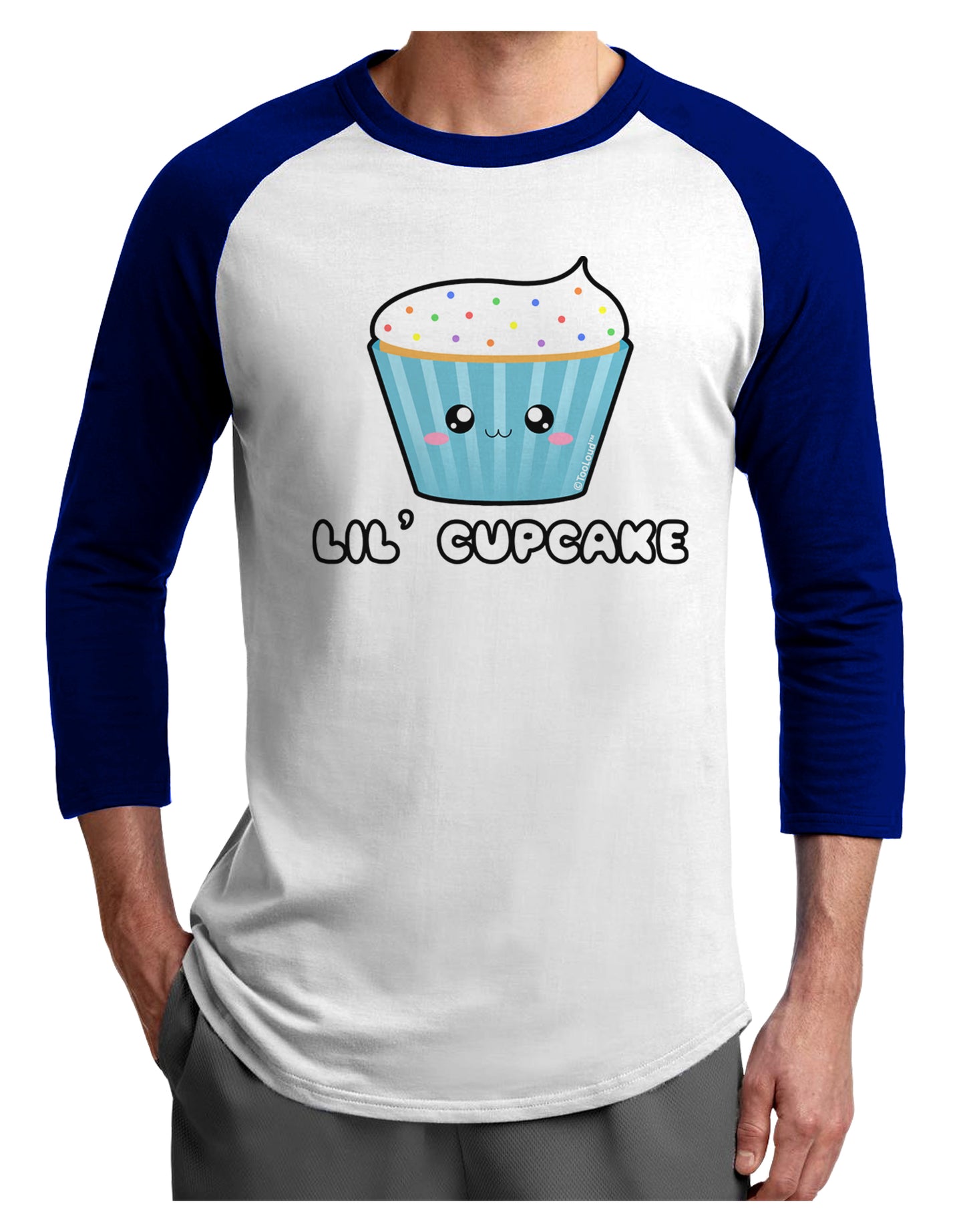 Cute Cupcake with Sprinkles - Lil Cupcake Adult Raglan Shirt by TooLoud-TooLoud-White-Royal-X-Small-Davson Sales