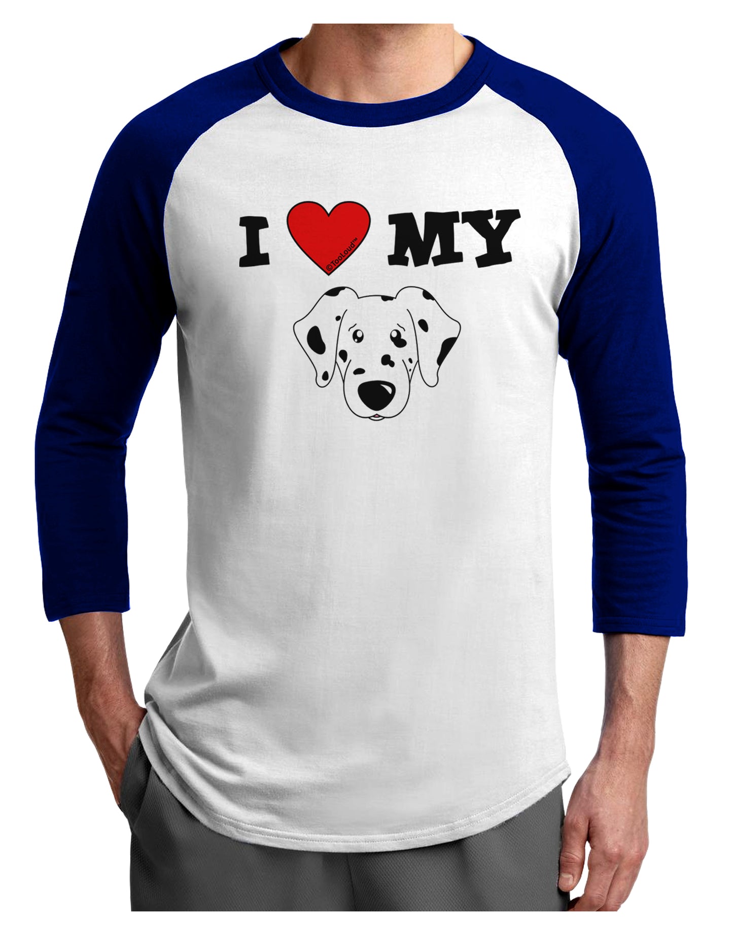 I Heart My - Cute Dalmatian Dog Adult Raglan Shirt by TooLoud-TooLoud-White-Royal-X-Small-Davson Sales