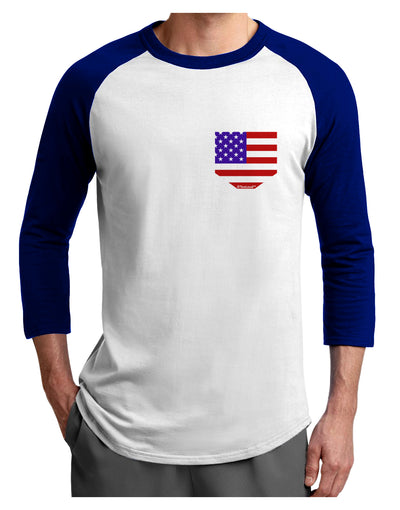 American Flag Faux Pocket Design Adult Raglan Shirt by TooLoud-TooLoud-White-Royal-X-Small-Davson Sales