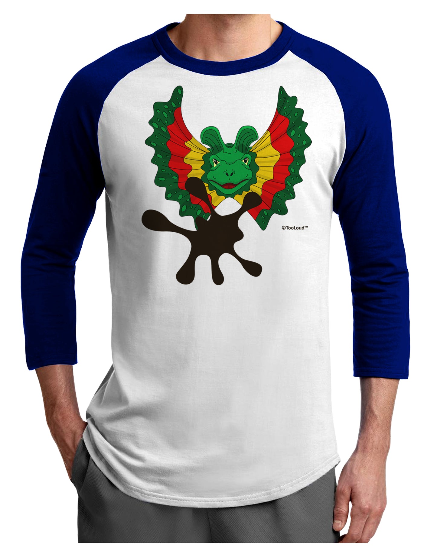 Dilophosaurus Design - Spit Adult Raglan Shirt by TooLoud-TooLoud-White-Royal-X-Small-Davson Sales