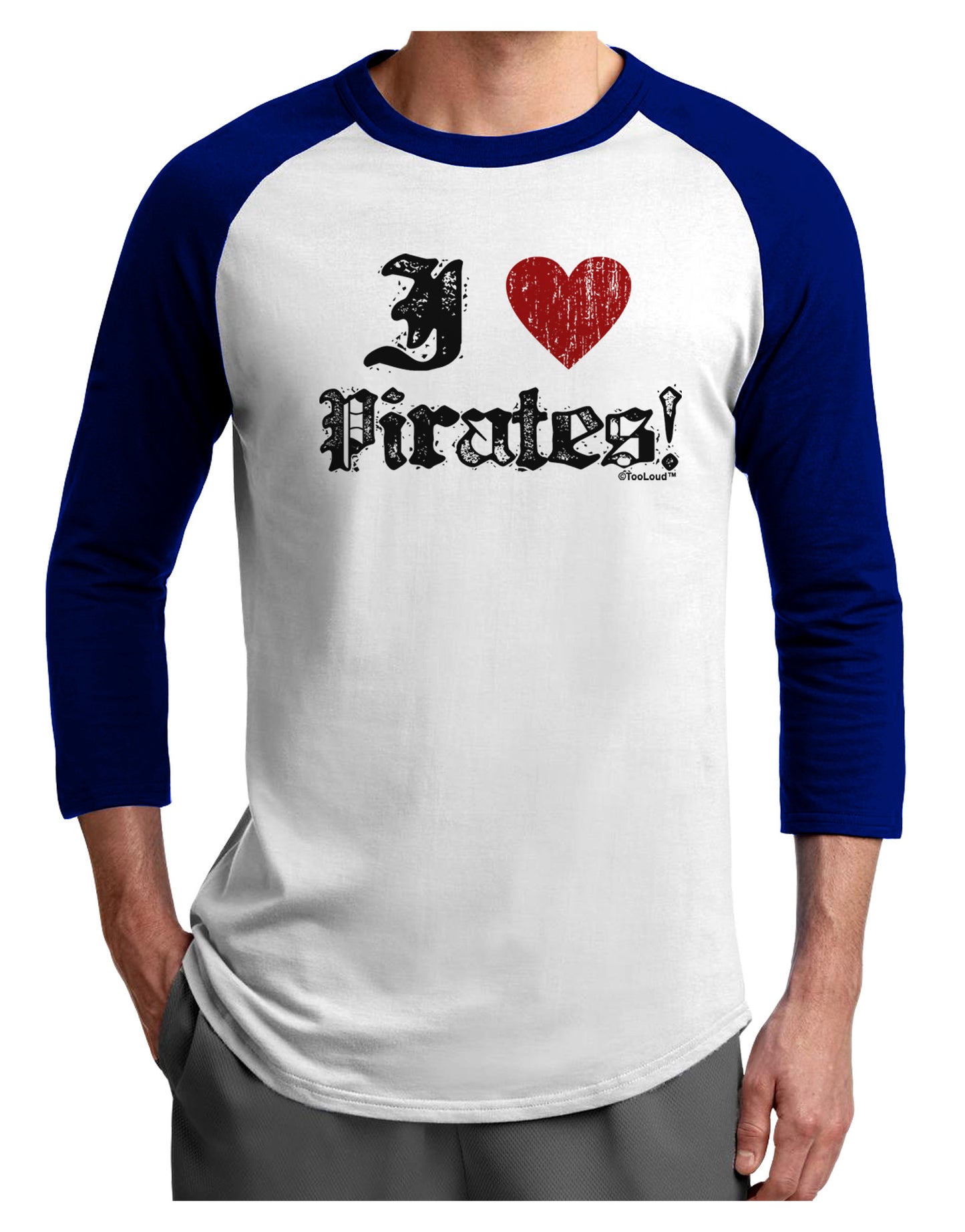 I Heart Pirates Adult Raglan Shirt-Raglan Shirt-TooLoud-White-Royal-X-Small-Davson Sales