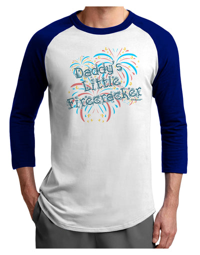 Daddy's Little Firecracker Adult Raglan Shirt-TooLoud-White-Royal-X-Small-Davson Sales