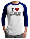 I Heart My Gamer Boyfriend Adult Raglan Shirt-TooLoud-White-Royal-X-Small-Davson Sales